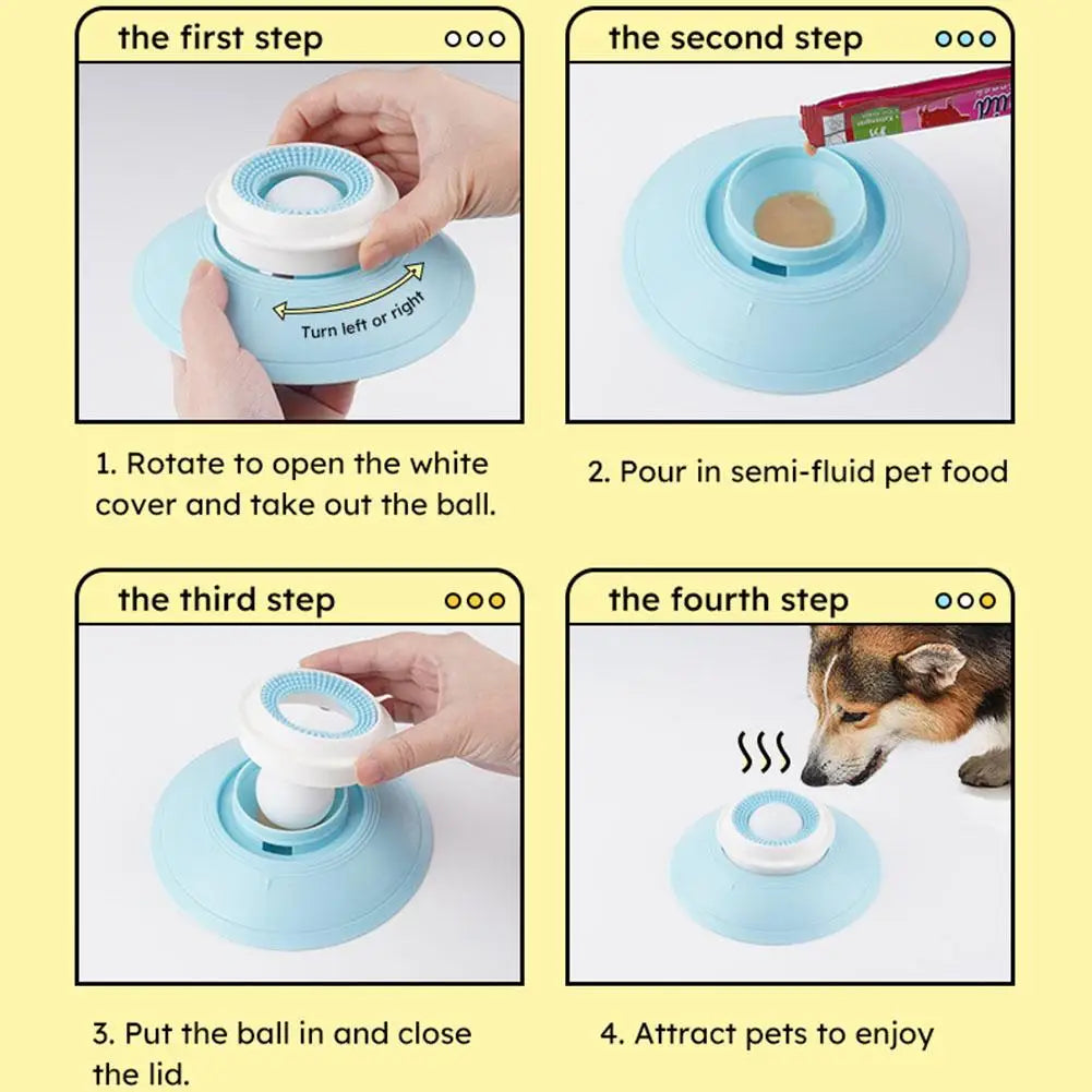 Dog Cat Licks Toys for Liquid Food, Relieve Anxiety Slow Feeder Dog Lick Ball Dispenser, Non-Slip Licking Bowl Enrichment Toys